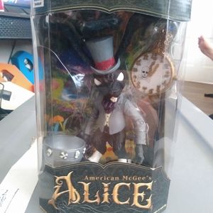 American Mcgee Alice in Wonderland White Rabbit Black Variant in Grey Coat